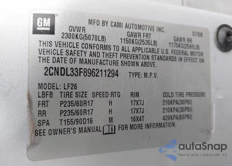 2009 Chevrolet Equinox Lt from USA, damaged, VIN 2CNDL33F896211294